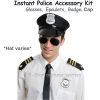 Police Costume Kit Hat, Glasses, Epaulets & Badge Costume Men Adult Officer Cop