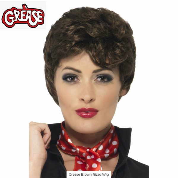 Rizzo Brown Wig Short Crop Hair Grease Licensed Movie Womens Costume Accessory