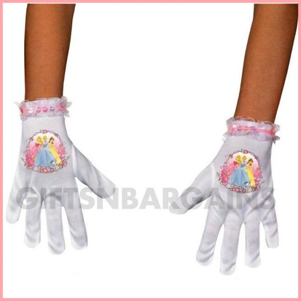 White Disney Princess Costume Gloves One-Size Girls Child Fancy Dress Accessory