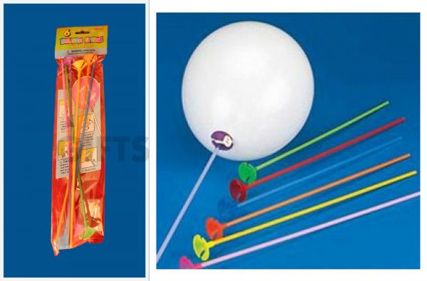 6 COLOURED BALLOON STICKS WITH CUPS - PARTY DECORATION BOUQUET CENTREPIECE - Image 3