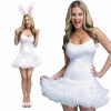Adult Sexy White Mini Dress Stretch Pettidress Woman Fantasy Costume Angel Bunny