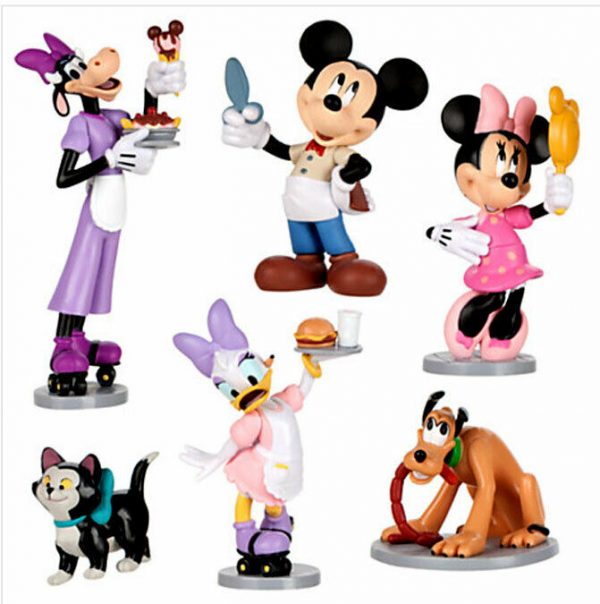 DISNEY STORE TOY MINNIE MICKY MOUSE 6 PC FIGURINE BIRTHDAY CAKE TOPPER PLAY SET