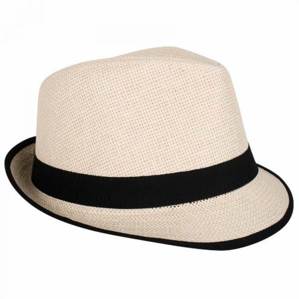 Derby Hat Cream Trilby Fedora Stetson Jazz Bogart Mens Adult Costume Accessory