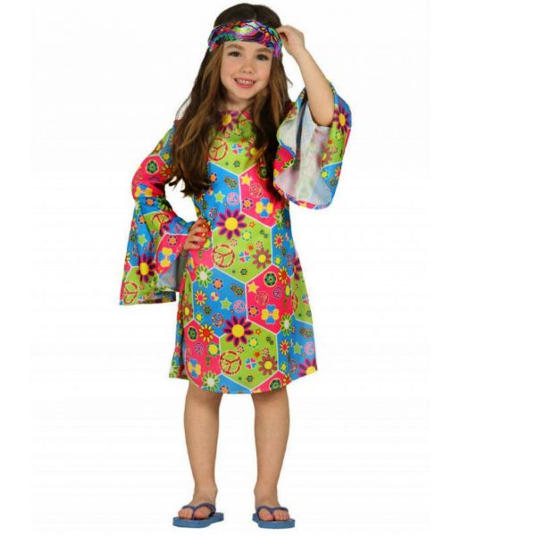 Disco 60s 70s Scarf Hippy Flower Child Rainbow Retro Neck Tie Costume Party Girl - Image 4