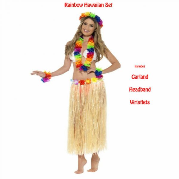 Hawaii Island Party Supplies Multicolour Lei Flower Garland Headband Wristlets