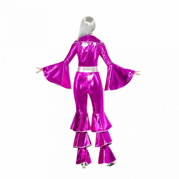Pink Dancing Queen 70s ABBA Costume Dream Popstar 1970 Bellbottom Disco Jumpsuit - Image 4