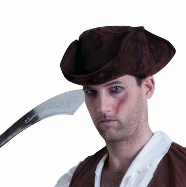 Pirate Hat Brown Jack Sparrow Costume Tricorn Caribbean Admiral Captain Sailor