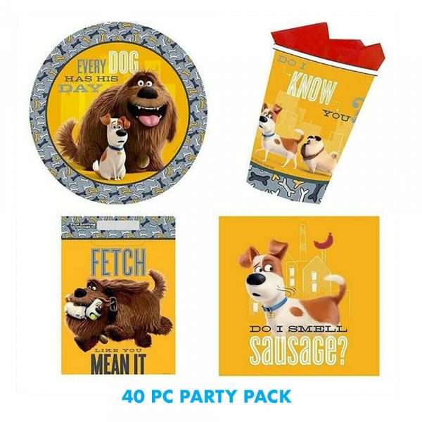 Secret Life of Pets Party Supplies Birthday Party Pack 40Pc Plates Cups Napkins+