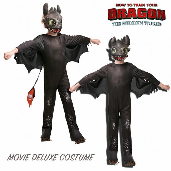 Toothless Night Fury How to train your dragon-3 Boys Movie Deluxe Costume M-L