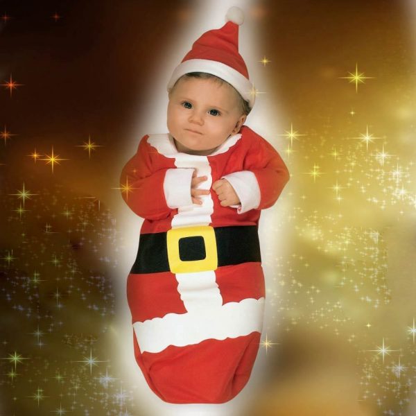 Baby First Christmas Santa Claus Costume Infant Romper Hat & Bunting suit 0-9M