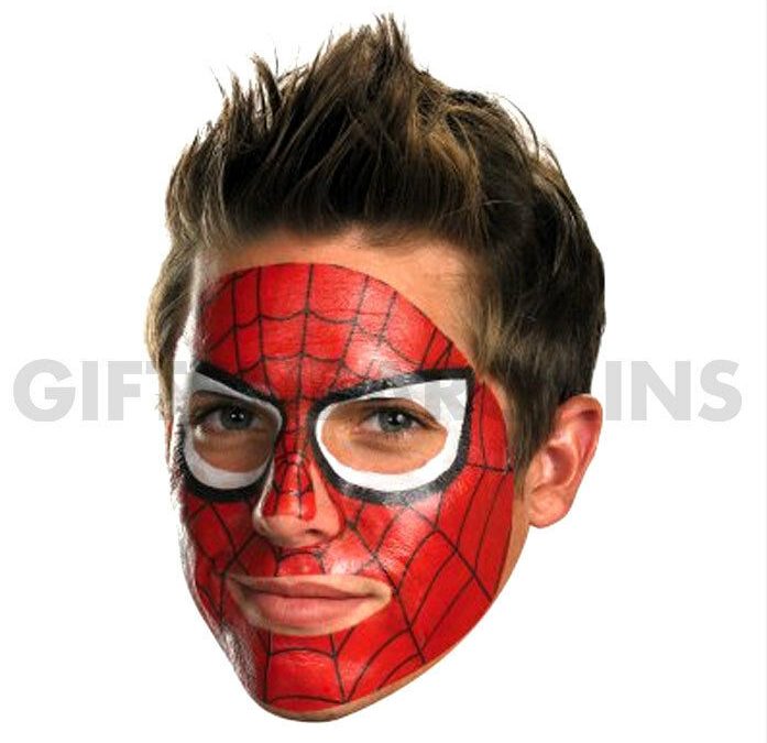 Marvel Spider-man Spiderman Face Tattoo Red Web Mask Adult Costume Men, easy
