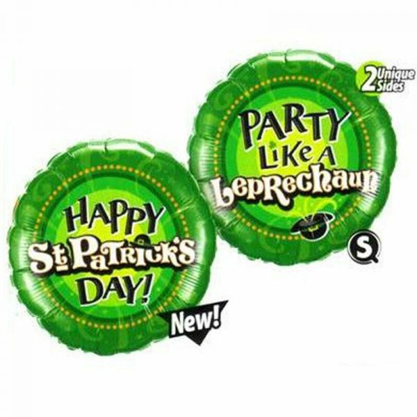PARTY like a Leprechaun Happy St Patricks Day Party Balloon 45cm Qualatex Round
