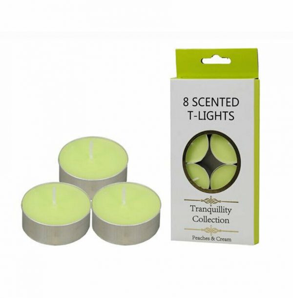 Tranquillity Collection -  4 Hours Scented Tea Lights - 8 Pack Peaches & Cream - Image 4