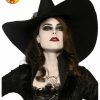Witch Halloween Womens Costume Accessory Oversize Large Brim Hat Black w Tulle - Image 3