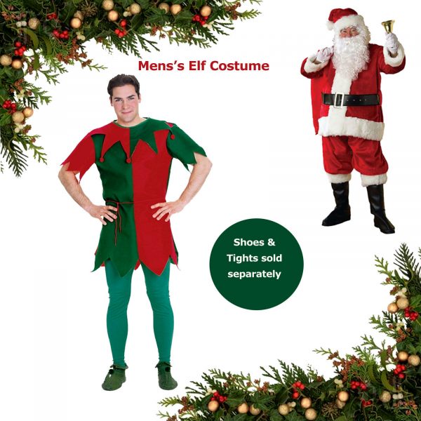 Adult Men’s Elf Costume Tunic Christmas Fancy Dress Santas Helper S: Medium - Image 3