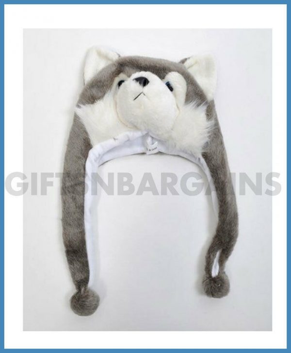 Adult Winter Beanie Hat Grey Fox Cap Plush Fleece Warm One Size Teenager - Image 3