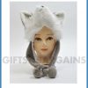 Adult Winter Beanie Hat Grey Fox Cap Plush Fleece Warm One Size Teenager - Image 4