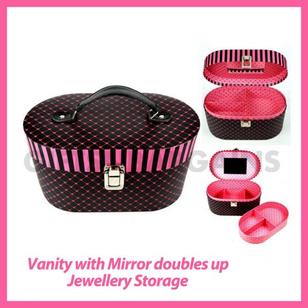 Beauty Vanity Case Cosmetic Jewellery Box Travel Bag Pink Mothers Day Women Gift