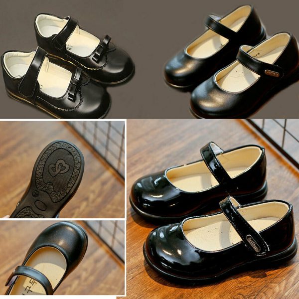 Black Child Girls Mary Jane kids School Shoes Wedding formal Footwear party
