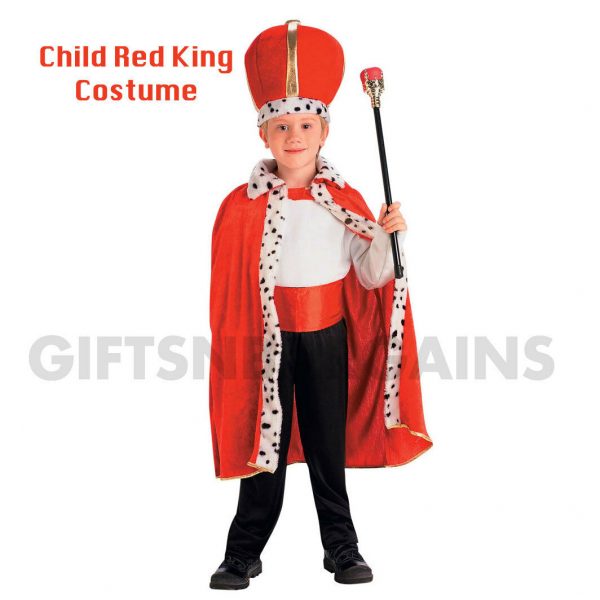 Boys Red Royal King Robe Costume Crown Cape Kids Book Week Medieval Renaissance - Image 3
