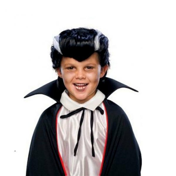 Boys Vampire Costume Wig Dracula Child Halloween Scary Hair Party Accessory