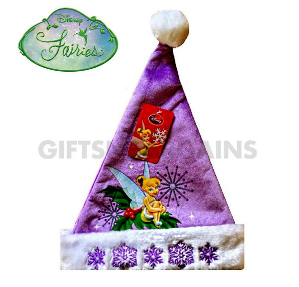 Disney Tinkerbell Hat 16″ Purple Velour Christmas Holiday Character Embroidery - Image 3