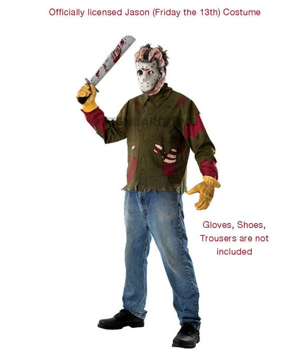 JASON ADULT MENS COSTUME KIT FRIDAY THE 13TH MASK SHIRT MACHETE HALLOWEEN HORROR - Image 4