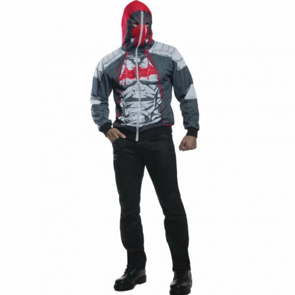 LICENSED RED HOOD HOODIE BATMAN ADULT MENS ARKHAM KNIGT HALLOWEEN COSTUME TOP - Image 3