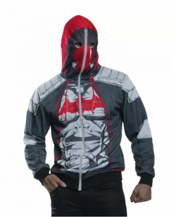 LICENSED RED HOOD HOODIE BATMAN ADULT MENS ARKHAM KNIGT HALLOWEEN COSTUME TOP - Image 4