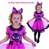 Lil Miss Kitty Halloween Pink Cat Witch Costume S:S(6)/M(8) Girls Fancy Dress