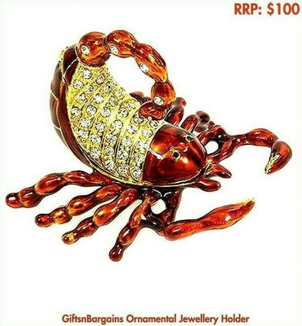 Womens Gift Jewellery Trinket Holder Scorpion Jewelled ornament holder with box