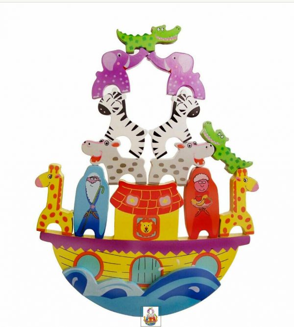 Wooden Educational Toy Noah's Ark Balancing Game Child Kid Shape Sorter Animals