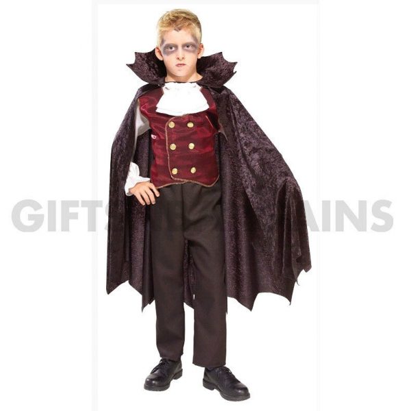 Boys Vampire Dracula Halloween Party Kids Child Costume S:Med FREE: Blood Tube - Image 5