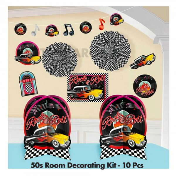 Classic 50s Jukebox Party 10 Piece Room Decorating Kit