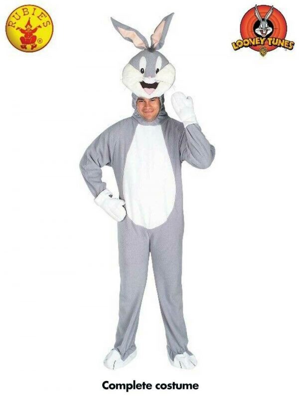 Mens Easter Bunny Rabbit Costume Adult Bugs Cartoon Looney Tunes Jumpsuit Mascot