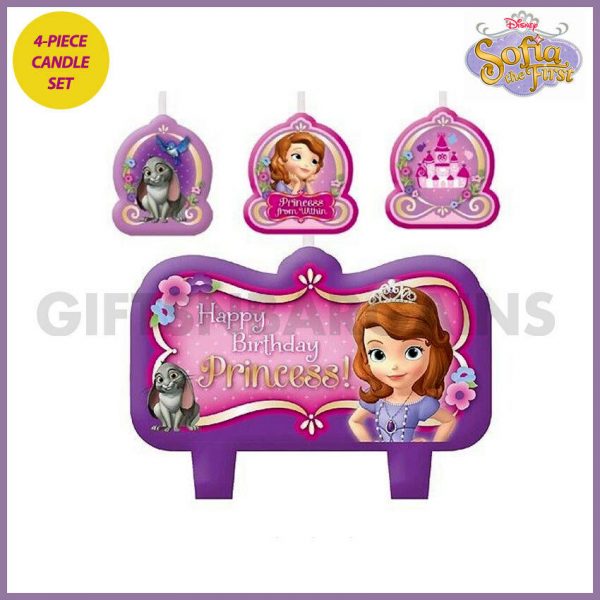 SOFIA THE FIRST CANDLE BIRTHDAY PARTY SUPPLIES 4 PC CANDLES CAKE TOPPER DISNEY - Image 3
