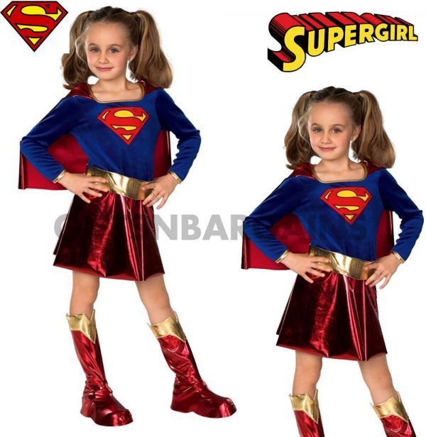 SUPERGIRL COSTUME GIRLS DELUXE BOOK WEEK FANCY DRESS SUPERHERO SUPERMAN S: 3-4y