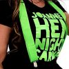 St Patrick Neon Green Suspenders Braces Irish Leprechaun Hens Party 80s Costume