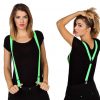 St Patrick Neon Green Suspenders Braces Irish Leprechaun Hens Party 80s Costume - Image 3