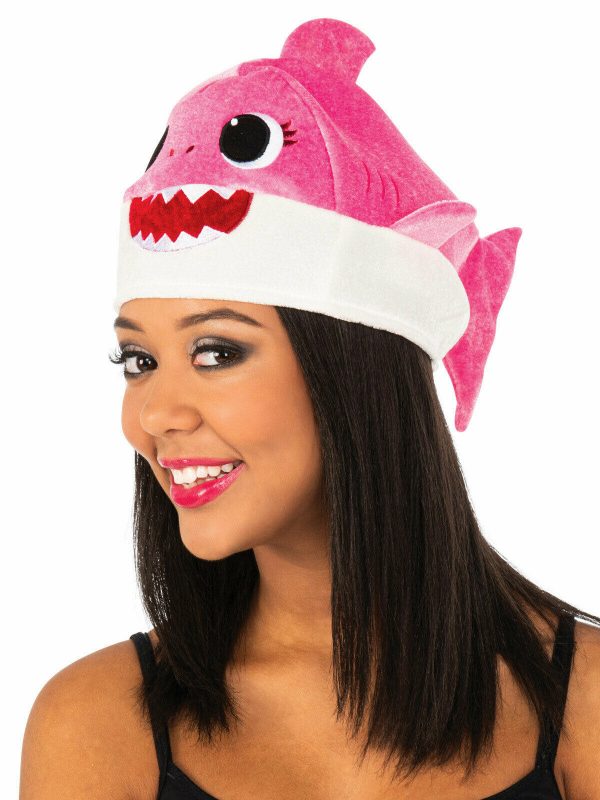 Baby Shark Daddy Mummy Adult Plush Hat w Song Beanie Costume Accessory Pink Fong - Image 3
