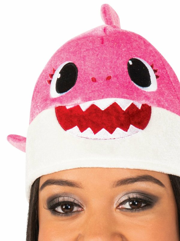 Baby Shark Daddy Mummy Adult Plush Hat w Song Beanie Costume Accessory Pink Fong - Image 5