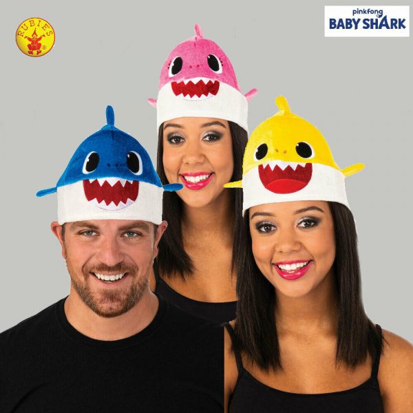 Baby Shark Daddy Mummy Adult Plush Hat w Song Beanie Costume Accessory Pink Fong