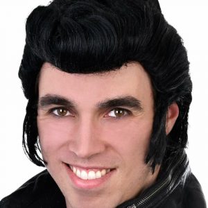 Black Grease Danny Premium Costume Wig Travolta 50s Puffed Wavy Hair Men  T-Bird