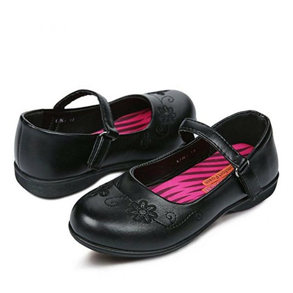 Girls School Shoes Formal Footwear Sz 9-13 Mary Jane Style Cushioned Black PU - Image 3