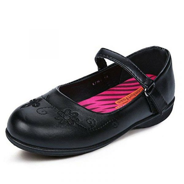 Girls School Shoes Formal Footwear Sz 9-13 Mary Jane Style Cushioned Black PU - Image 7