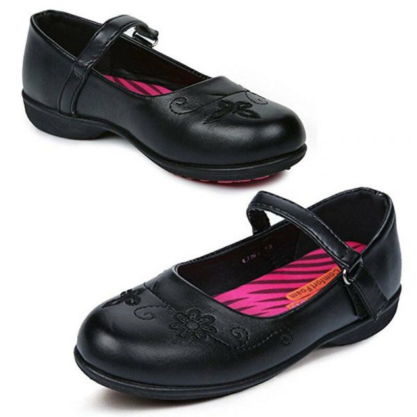 Girls School Shoes Formal Footwear Sz 9-13 Mary Jane Style Cushioned Black PU