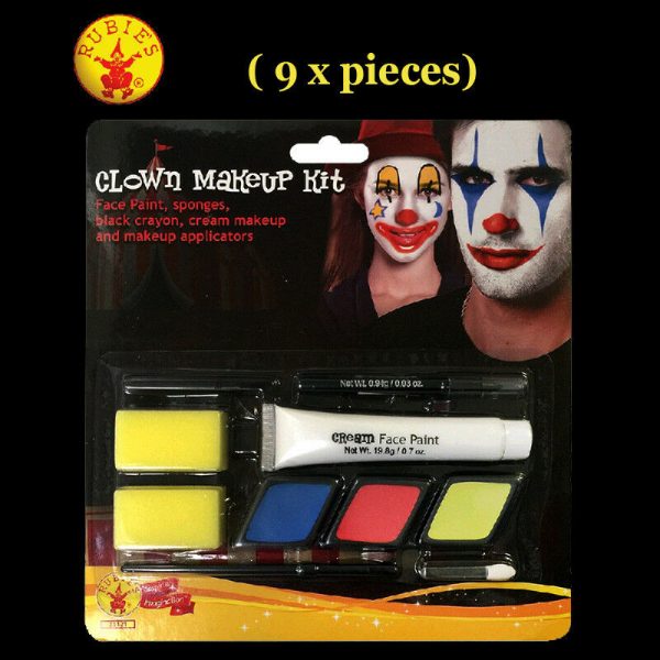 Killer Clown Cream MakeUp Kit 9 Pc Horror Special FX Halloween Face Paint Circus