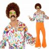 Men 1960s Groovy Hippy Hippie Costume Peace 70s 60s Rainbow Woodstock Shirt