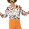 Men 1960s Groovy Hippy Hippie Costume Peace 70s 60s Rainbow Woodstock Shirt - Image 3