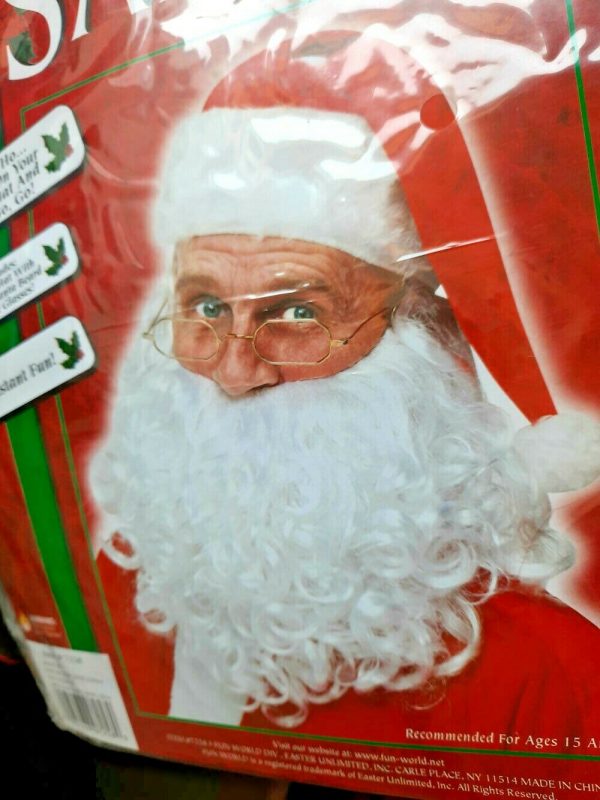 Mens Costume Christmas Instant Santa Claus Kit Wig Beard Hat Glasses Adult Delux - Image 4